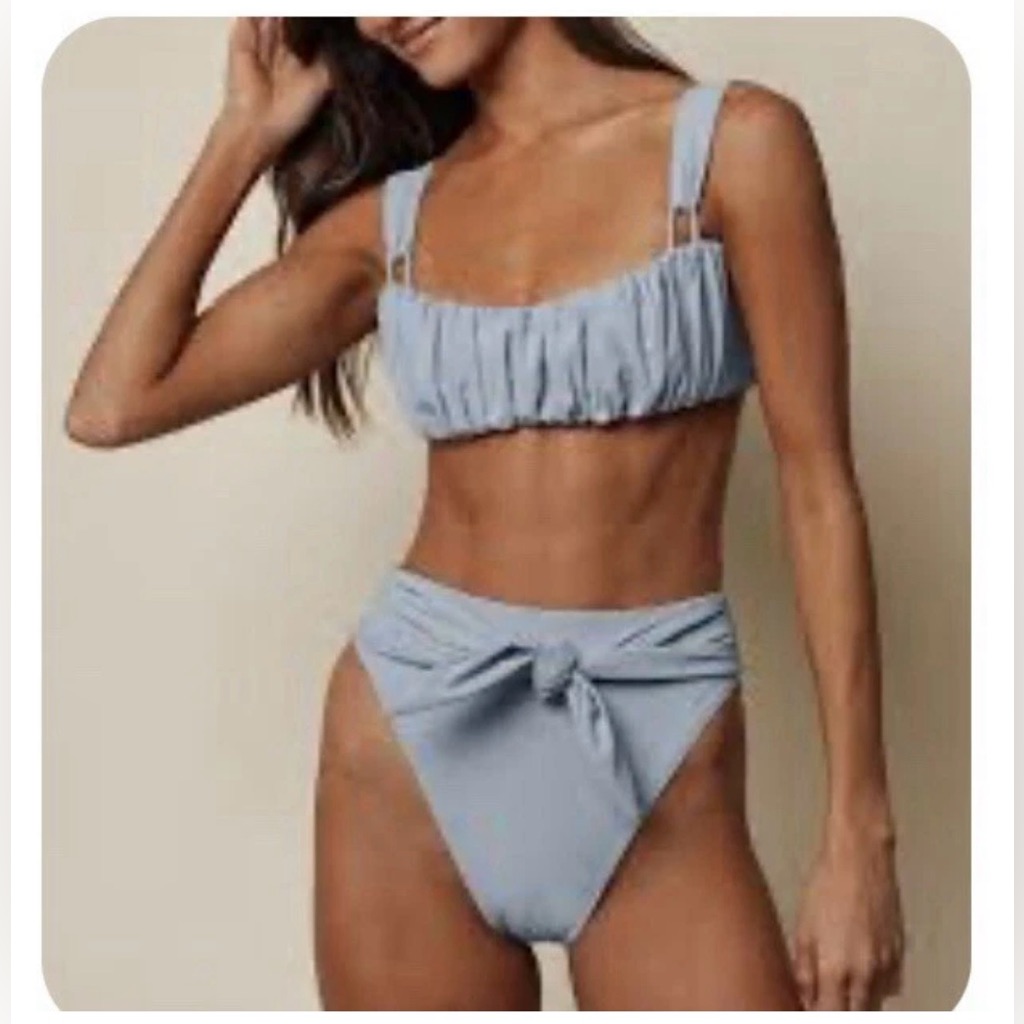 Montce , 2 Piece Bikini&Choker - Light Blue,Top & Bottom(Xs)
